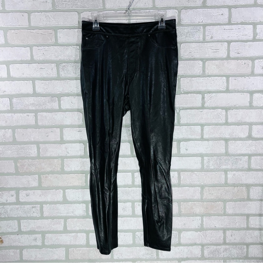 SPANX Black Skinny Faux Leather-Look Skinny Jeans in Noir Size M - Picture 5 of 10